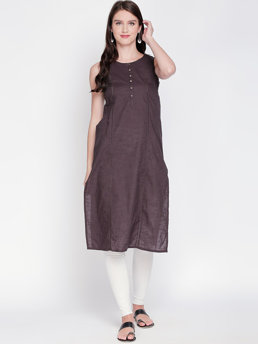 

RANGMANCH BY PANTALOONS Women Brown Kurta
