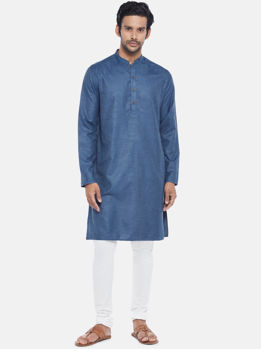 

indus route by Pantaloons Men Blue Thread Work Kurta