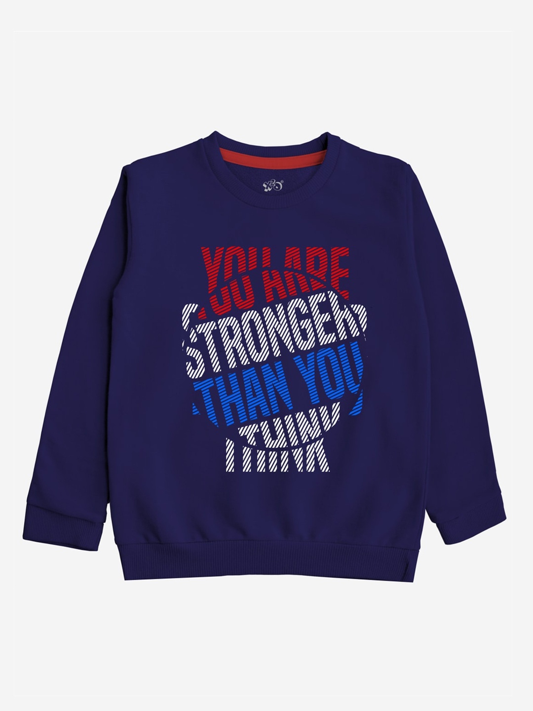 

x2o Kids Navy Blue & White Typography Printed Cotton Sweatshirt