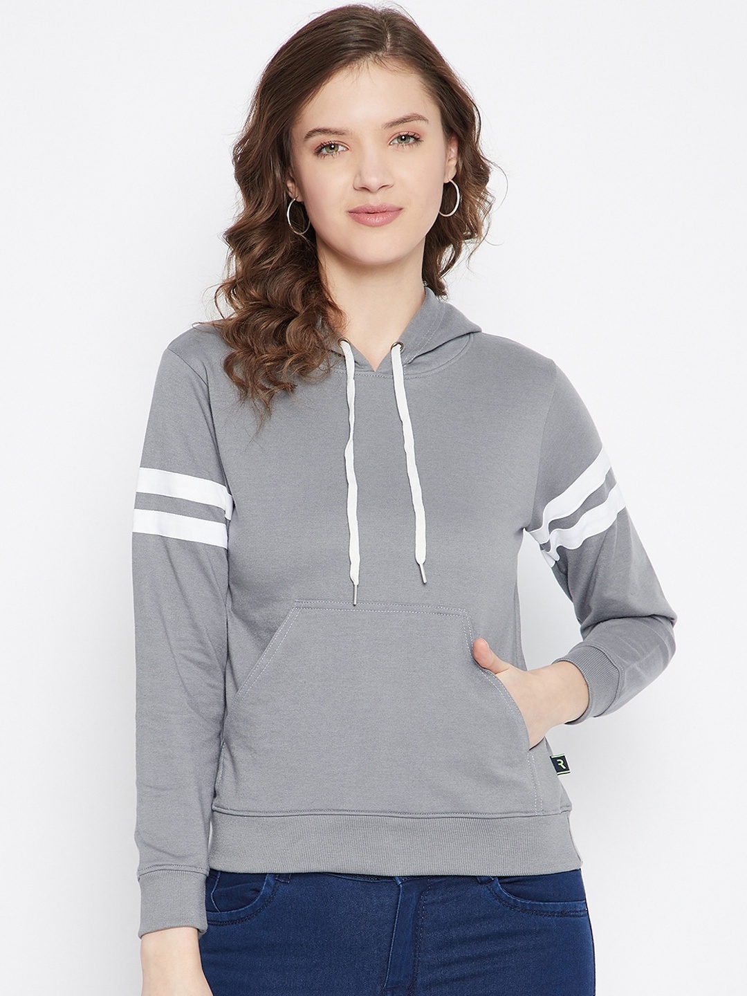 

Rodzen Women Grey Hooded Sweatshirt