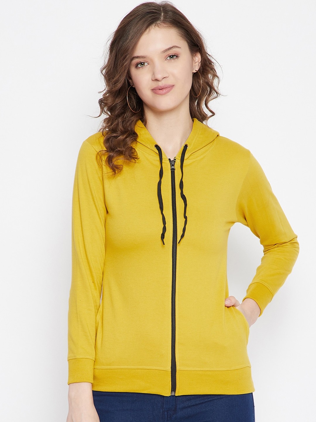 

Rodzen Women Yellow Hooded Sweatshirt