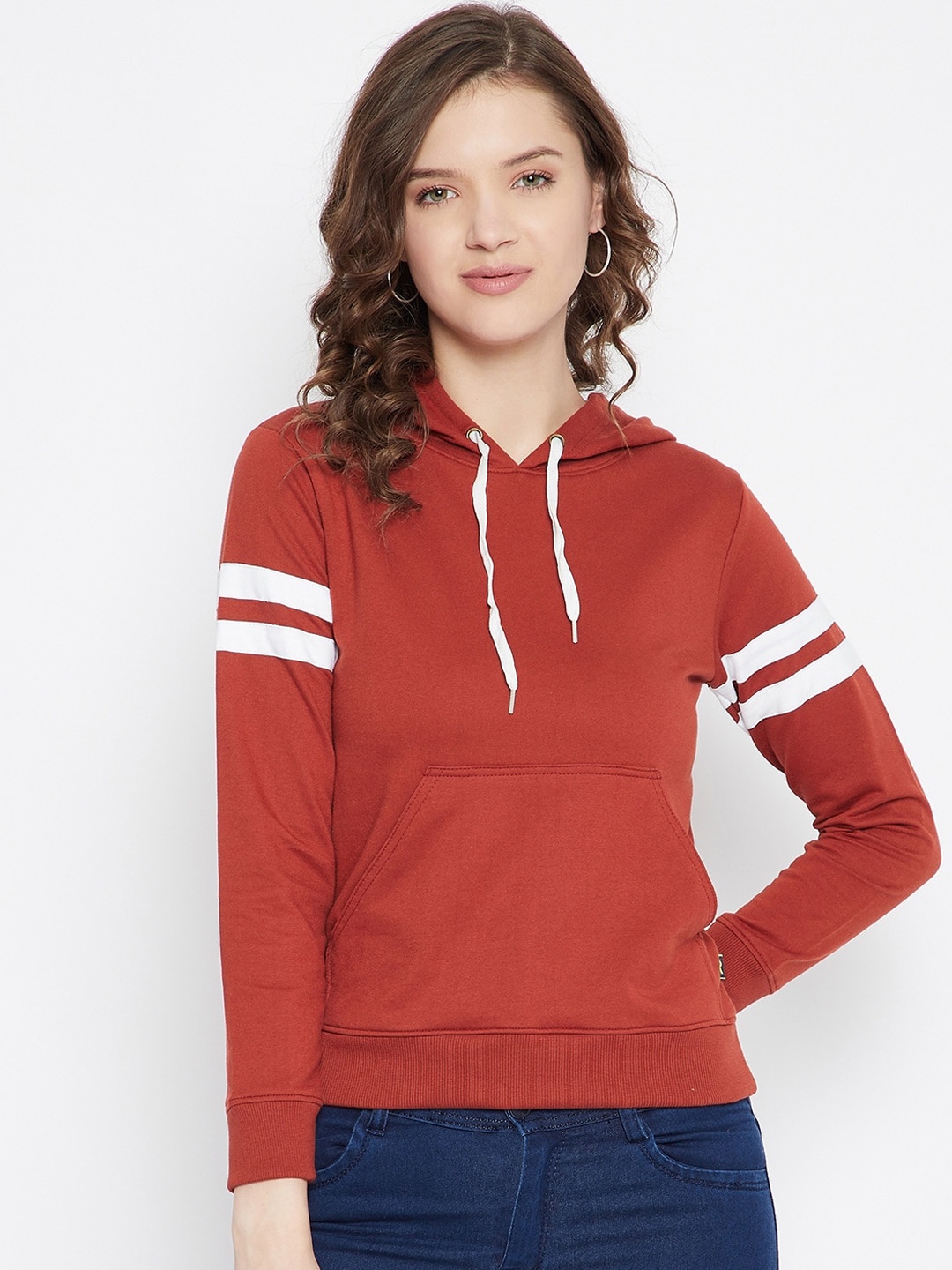 

Rodzen Women Red Hooded Sweatshirt