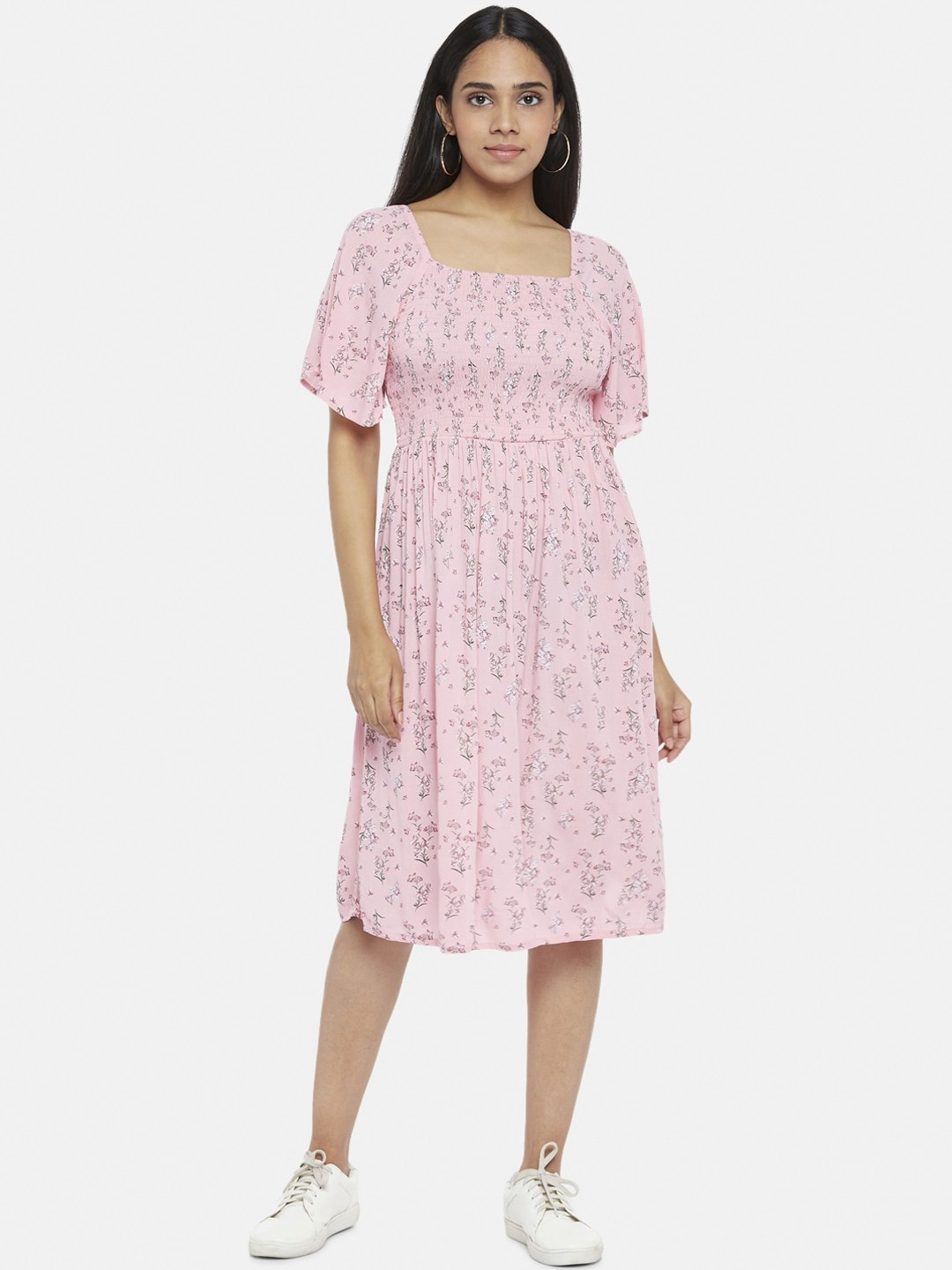 

Honey by Pantaloons Pink Floral Smocked Dress