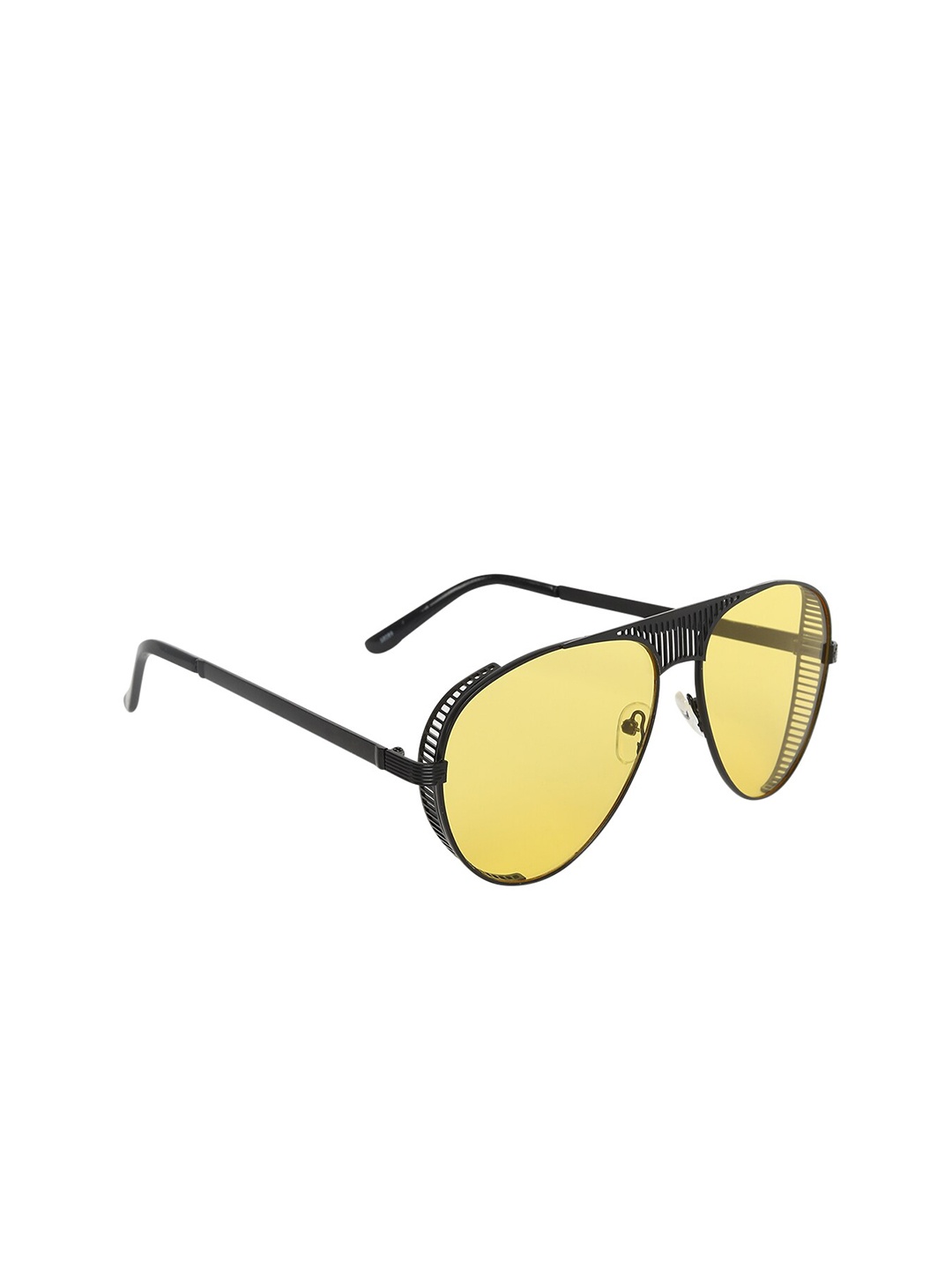 

SCAGLIA Unisex Yellow Lens & Black Aviator Sunglasses with UV Protected Lens