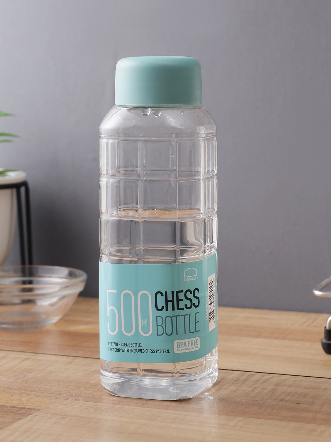 

Lock & Lock Transparent & Green Chess Plastic 500Ml Water Bottle