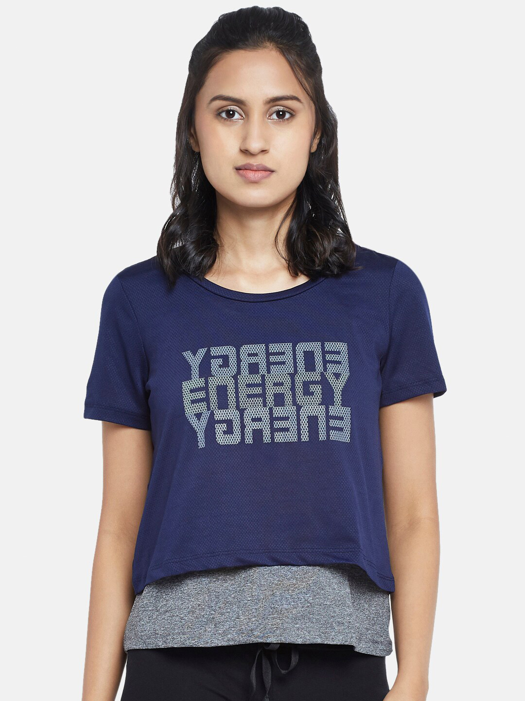 

Ajile by Pantaloons Navy Blue Printed Regular Top