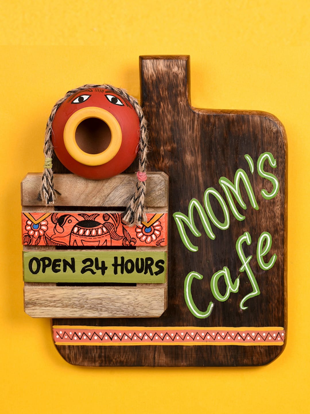 

AAKRITI ART CREATIONS Brown & Orange Handcrafted Mom's Cafe Kitchen Decor