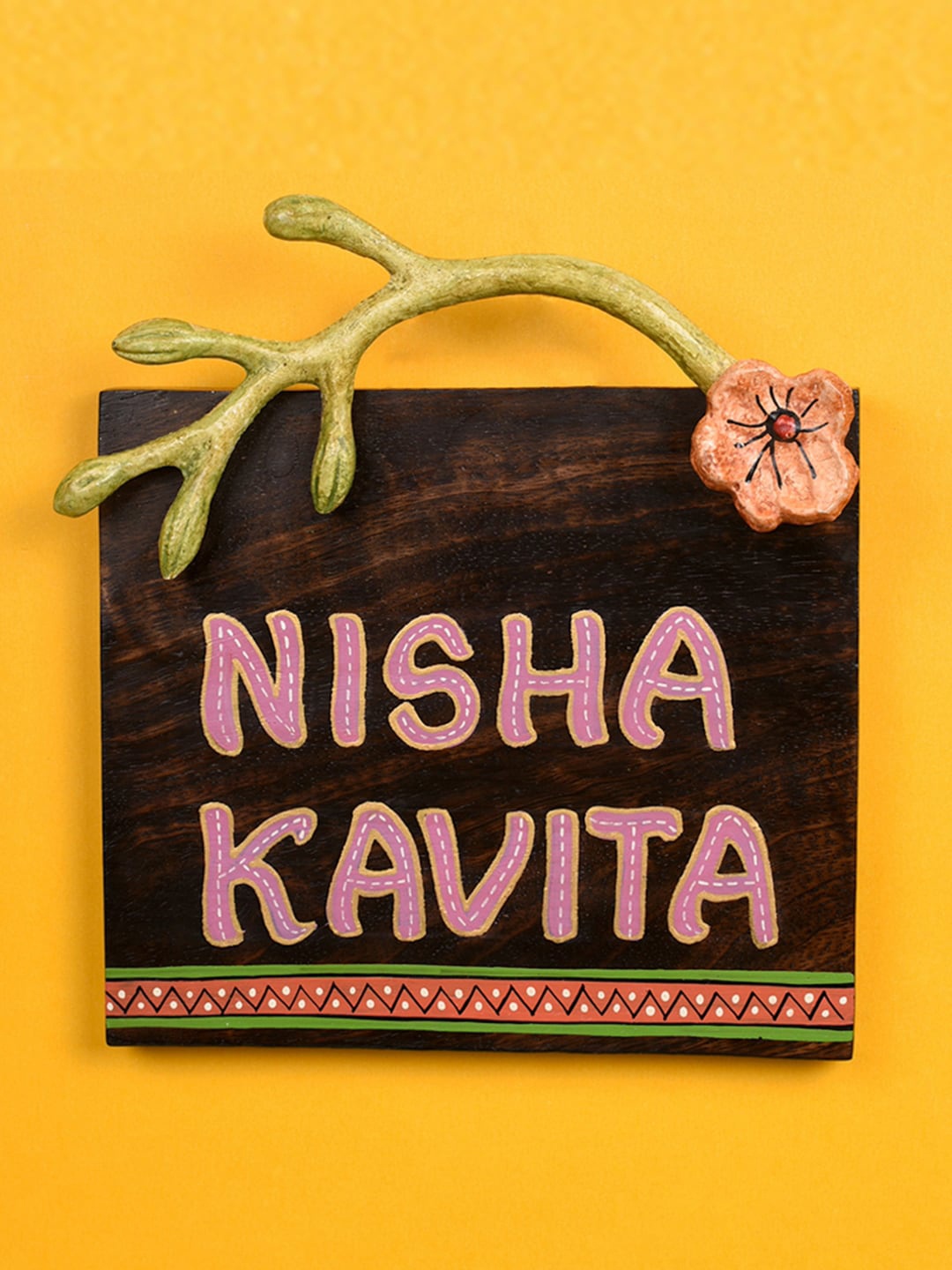 

AAKRITI ART CREATIONS Brown Name Plate Handcrafted Metal Handle