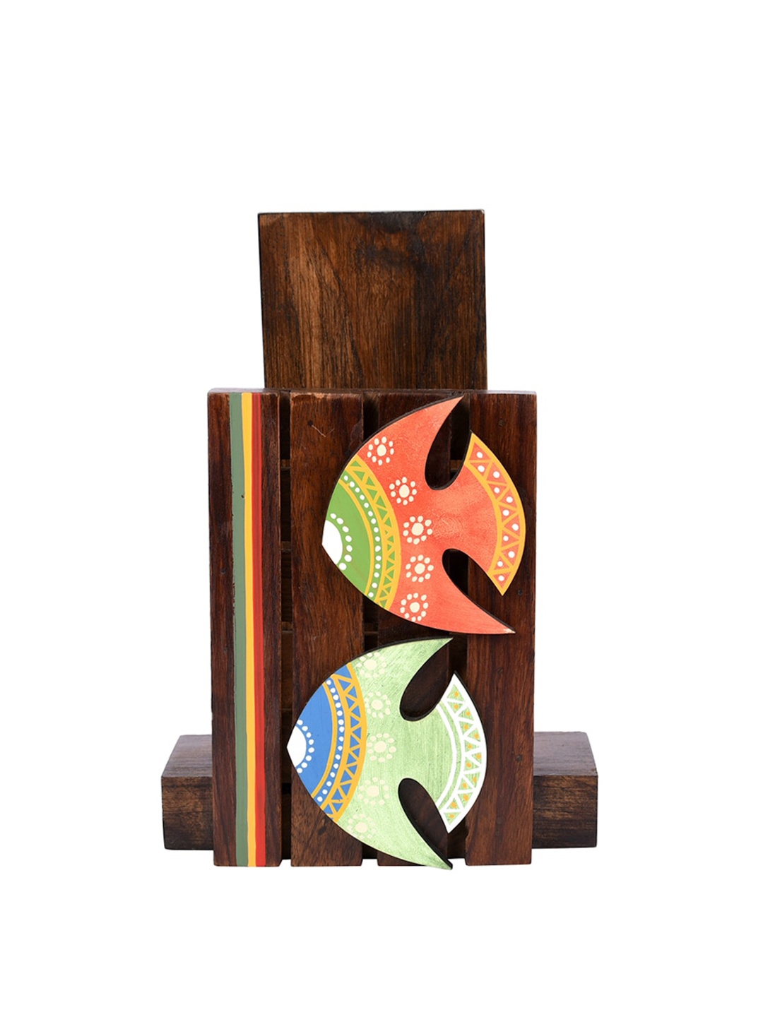 

AAKRITI ART CREATIONS Brown Tribal Art Wooden Towel Holder