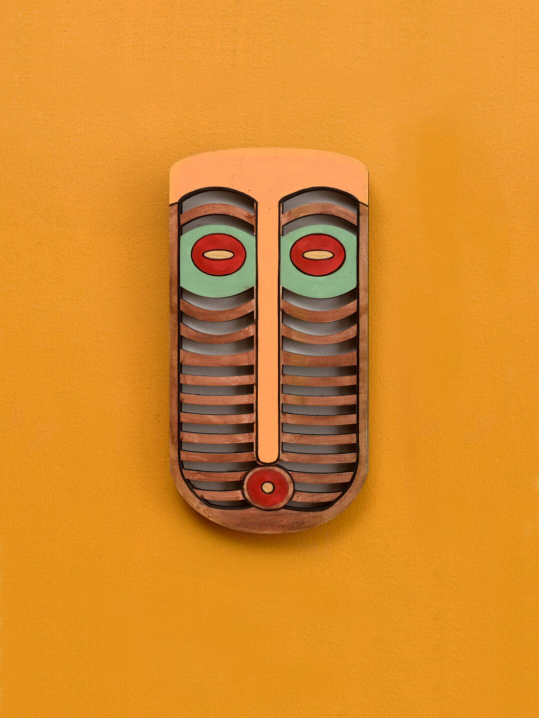 

AAKRITI ART CREATIONS Brown & Peach Abstarct Patterned Tiki Mask Wall Decor