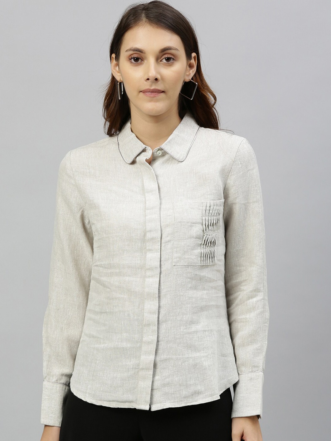 

RAREISM Off White Linen Shirt Style Top