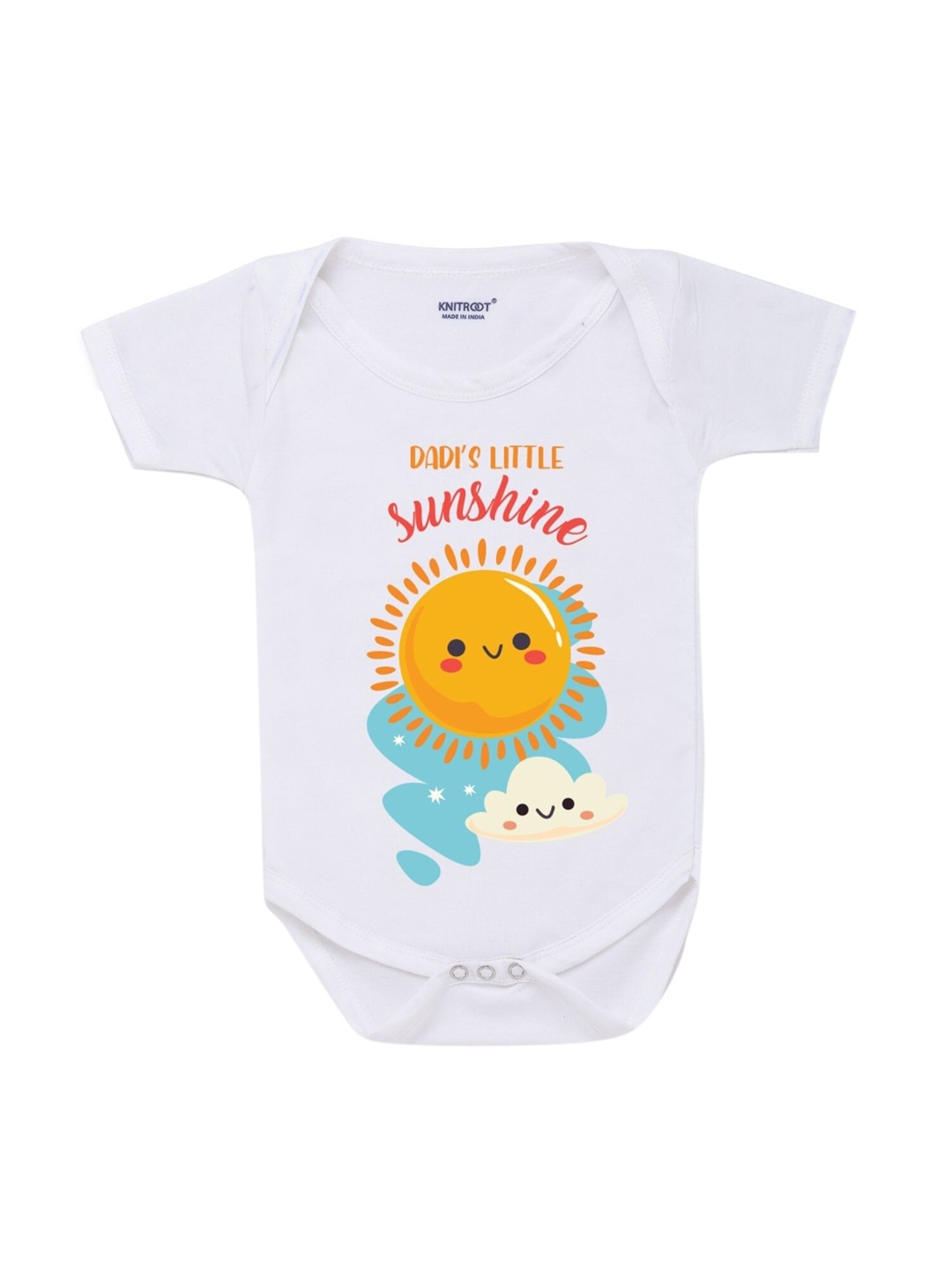 

KNITROOT Unisex Kids White & Yellow Printed Bodysuit