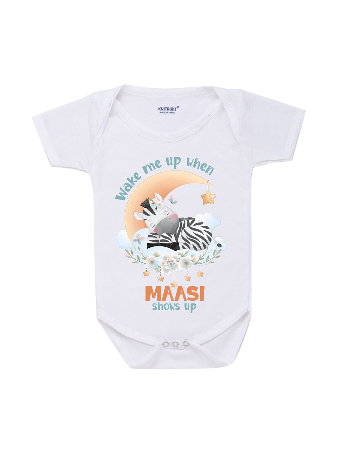 

KNITROOT Unisex Kids White & Grey Printed Bodysuit