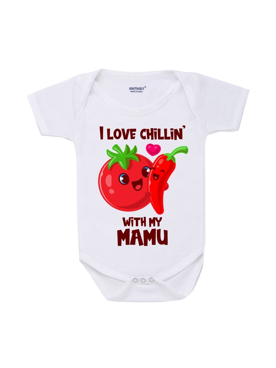 

KNITROOT Unisex Kids White & Red Printed Bodysuit