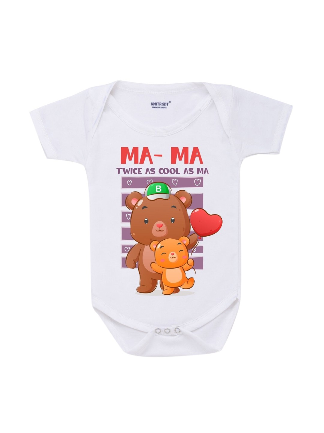 

KNITROOT Unisex Kids White & Brown Printed Bodysuit
