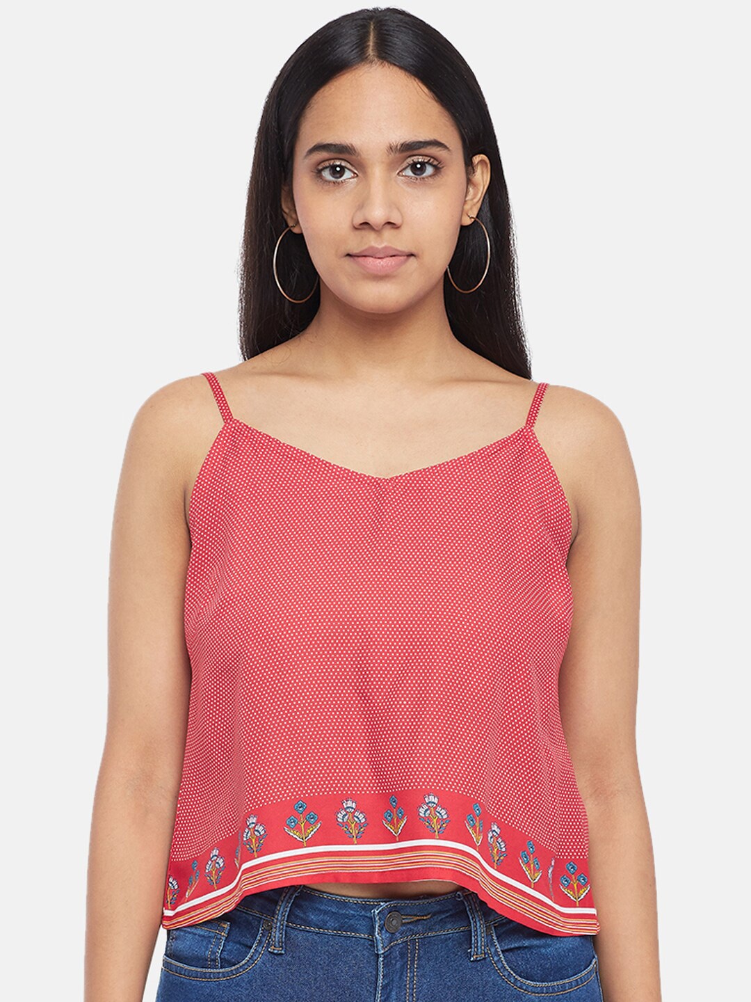 

People Women Pink Printed Sleeveless Top