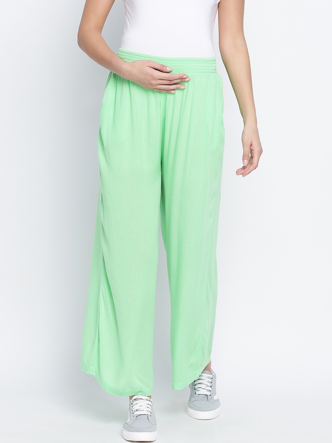 

Oxolloxo Women Green Maternity Parallel Trousers