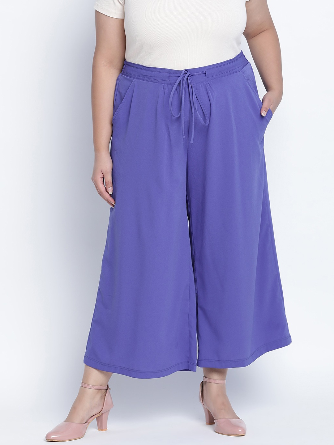 

Oxolloxo Women Purple Plus Size Parallel Trousers