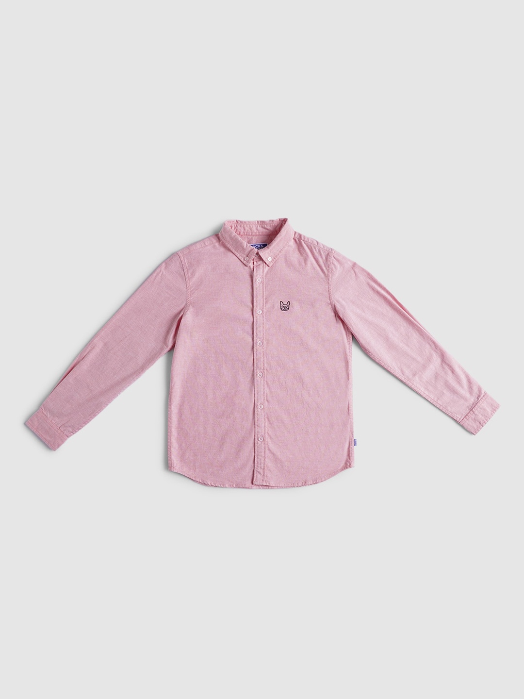 

Jack & Jones Boys Pink Opaque Button-Down Collar Cotton Casual Shirt