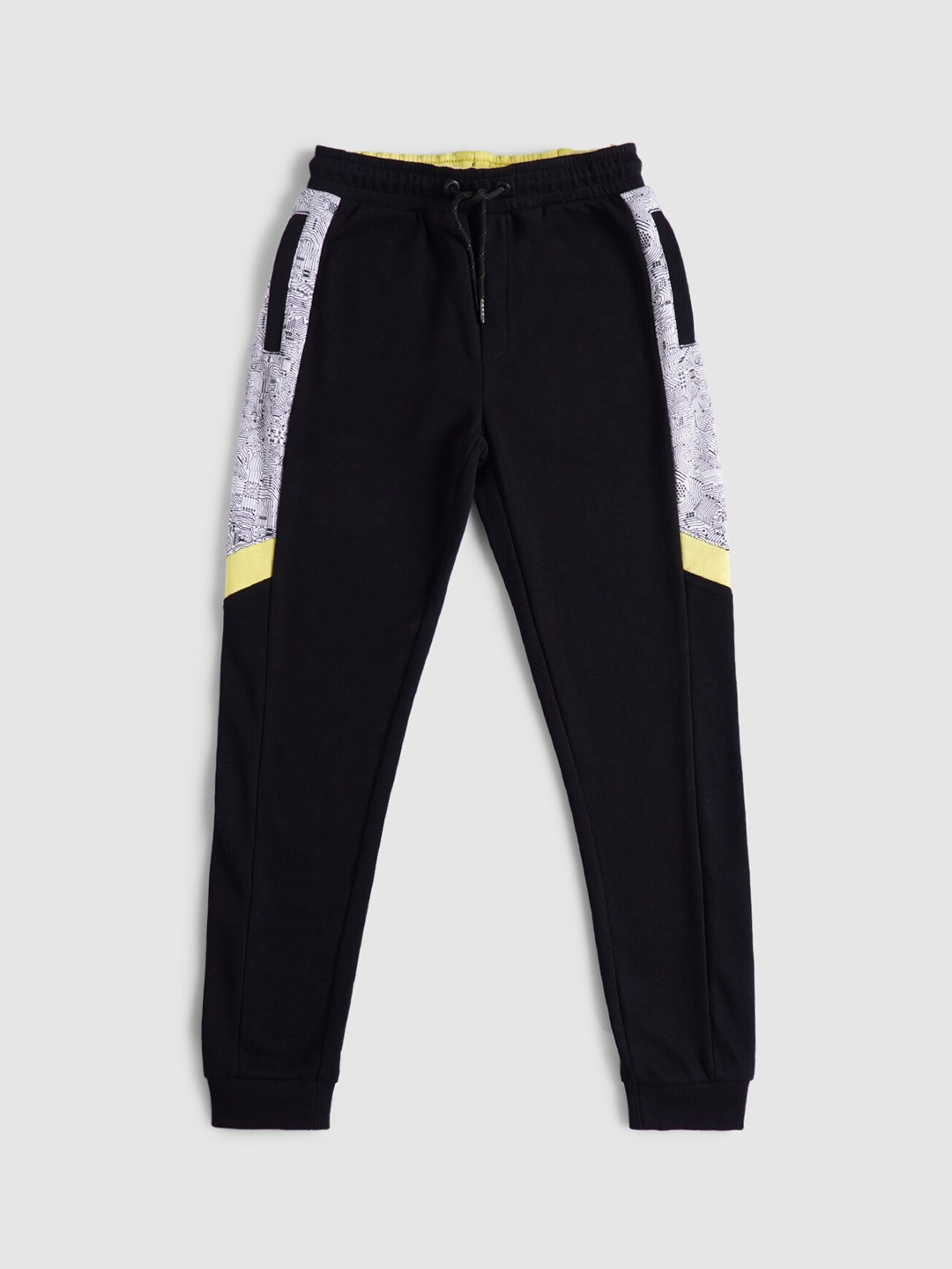 

Jack & Jones Boys Black & Yellow Cotton Joggers