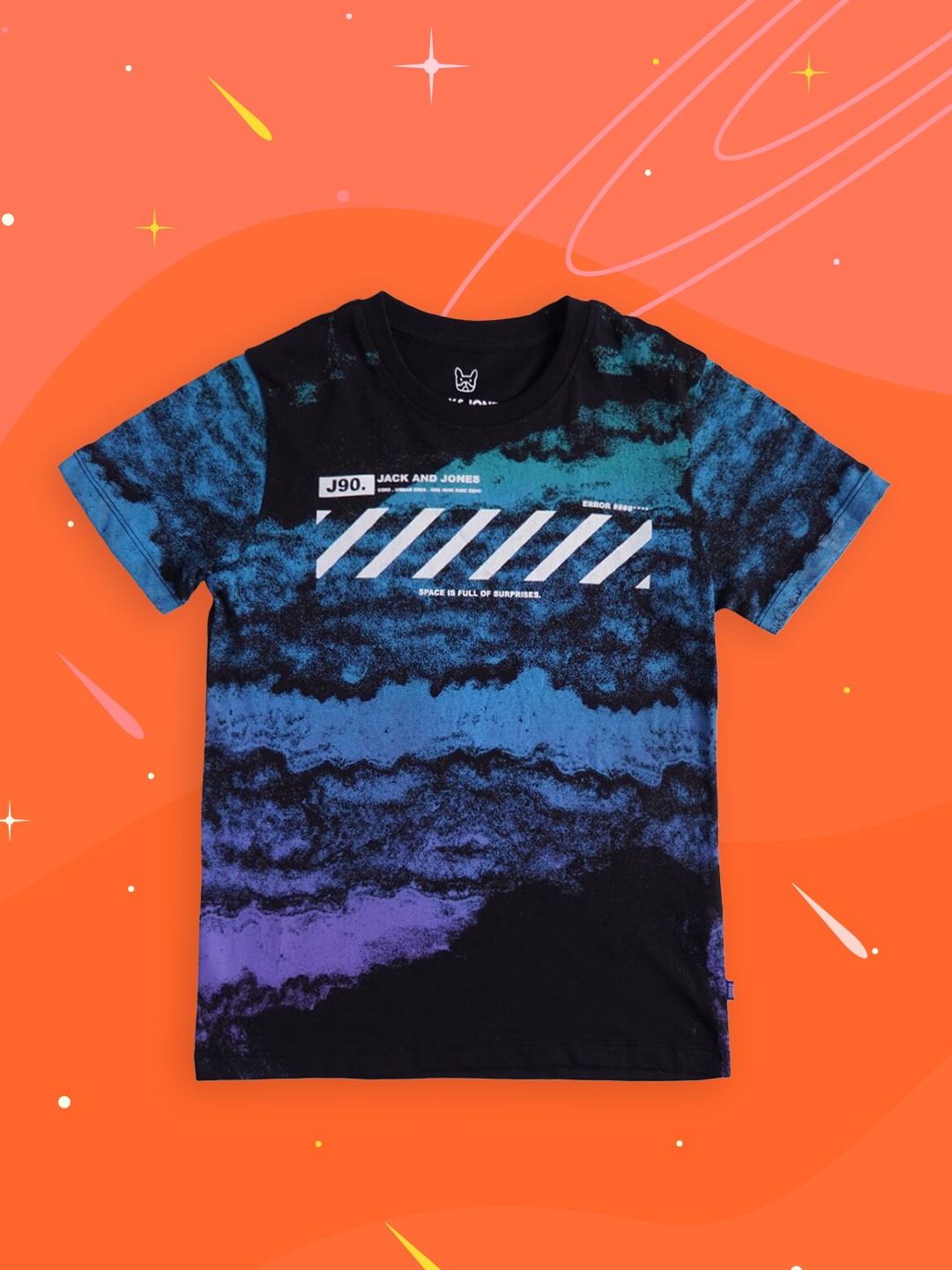 

Jack & Jones Boys Blue & Black Printed T-shirt