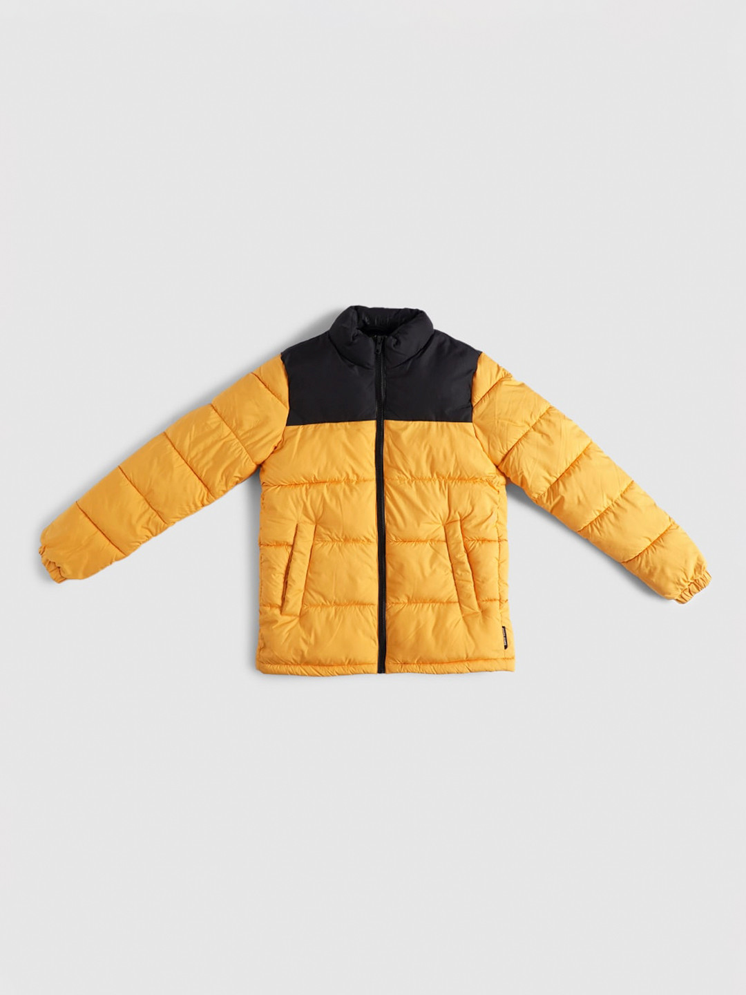 

Jack & Jones Boys Yellow Colourblocked Crop Puffer Jacket