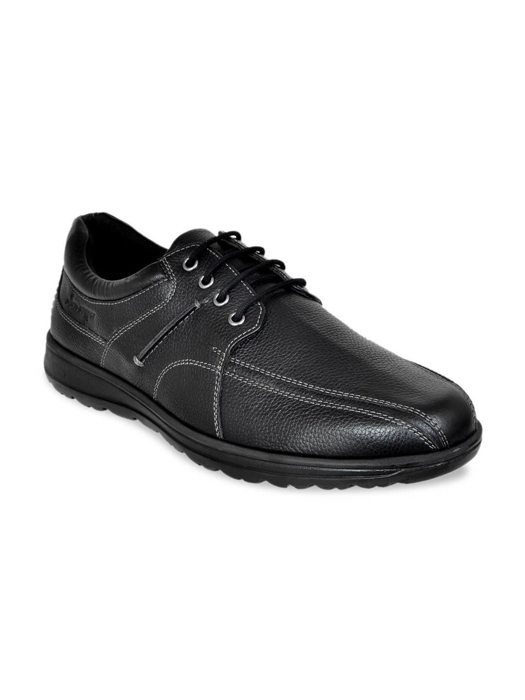 

Allen Cooper Men Black Leather Flatform Sneakers