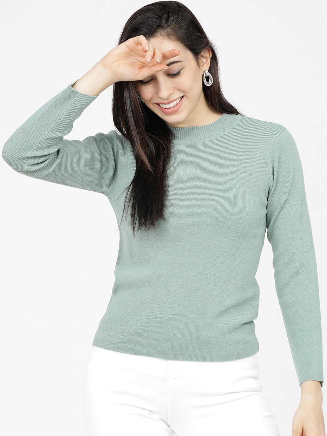 

Basics By Tokyo Talkies Women Mint Green Pullover