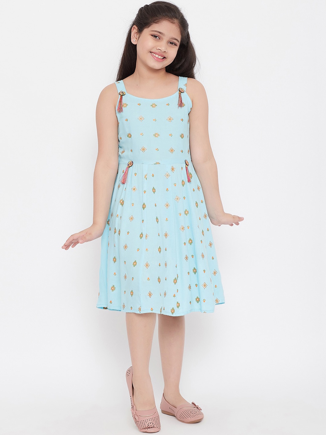 

KYDZI Blue Floral Fringed Dress