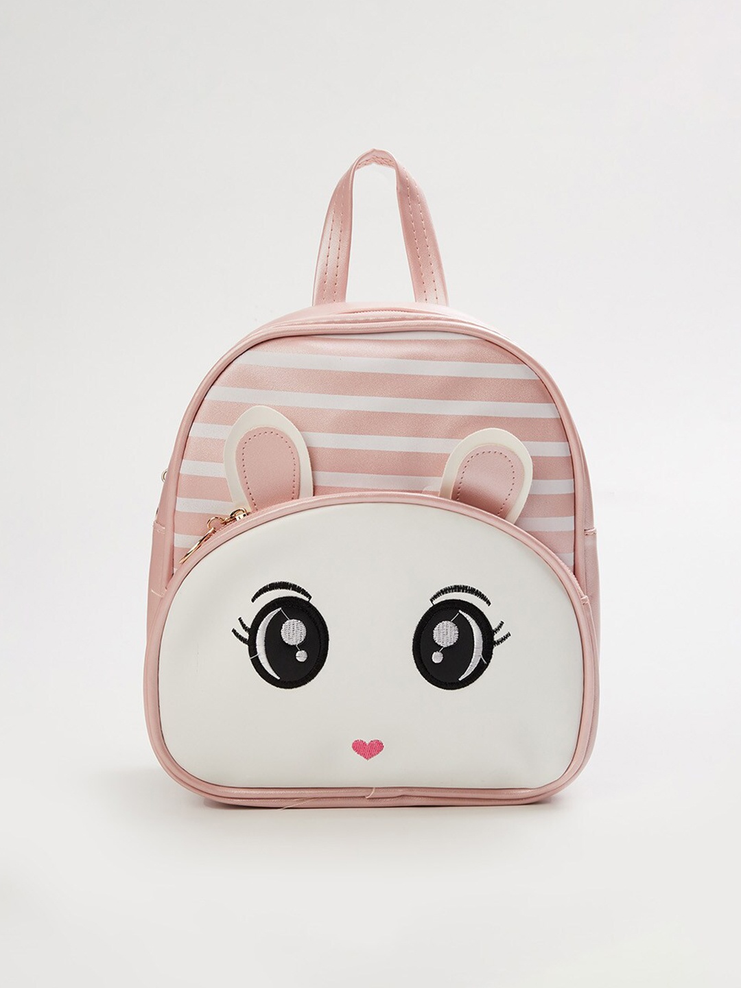 

Ginger by Lifestyle Women Pink & White Graphic Printed Small Backpack