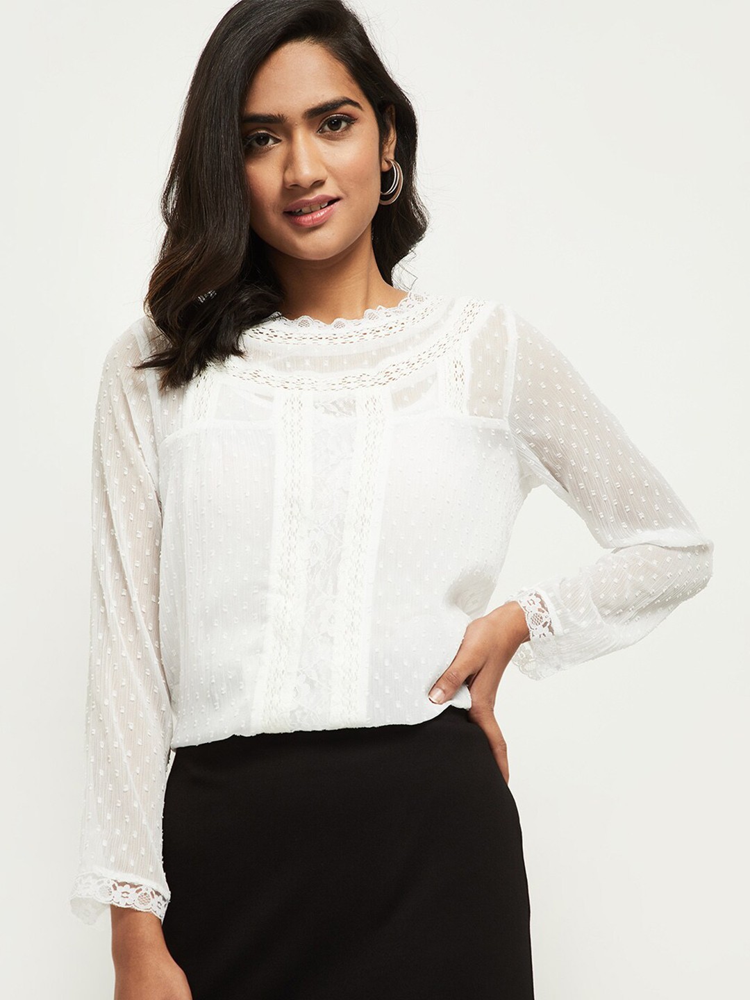

max Women Cream-Coloured Regular Top