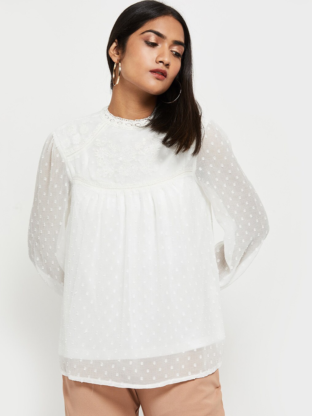 

max Cream-Coloured Regular Top, White