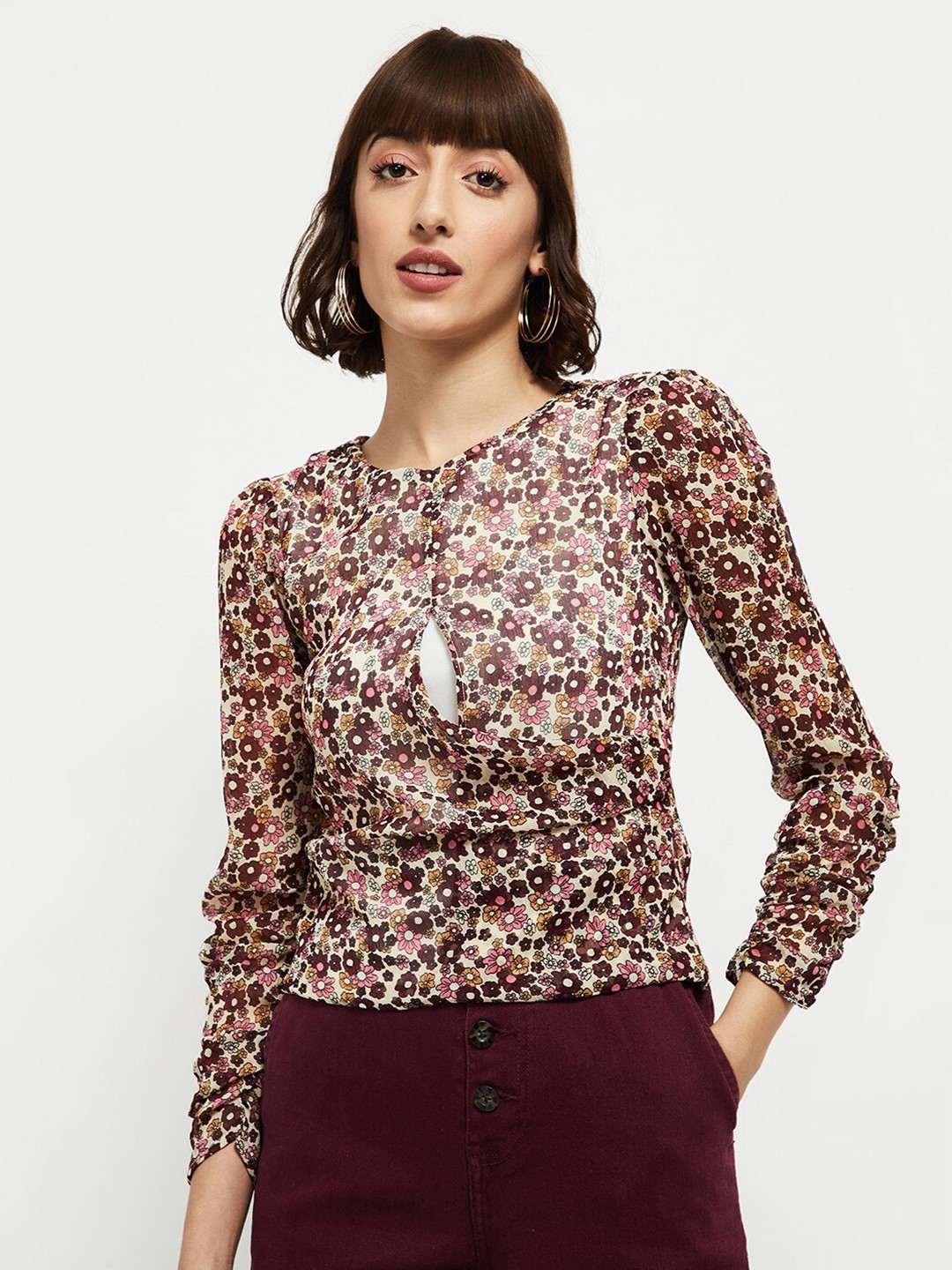 

max Woman Pink Floral Regular Top