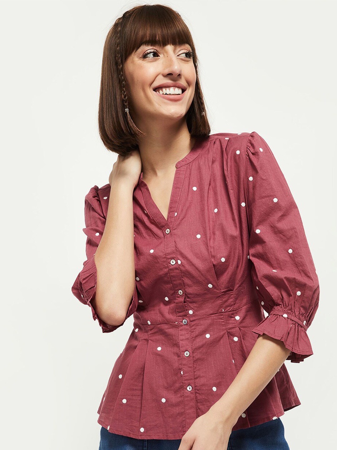 

max Mauve Cotton Regular Top
