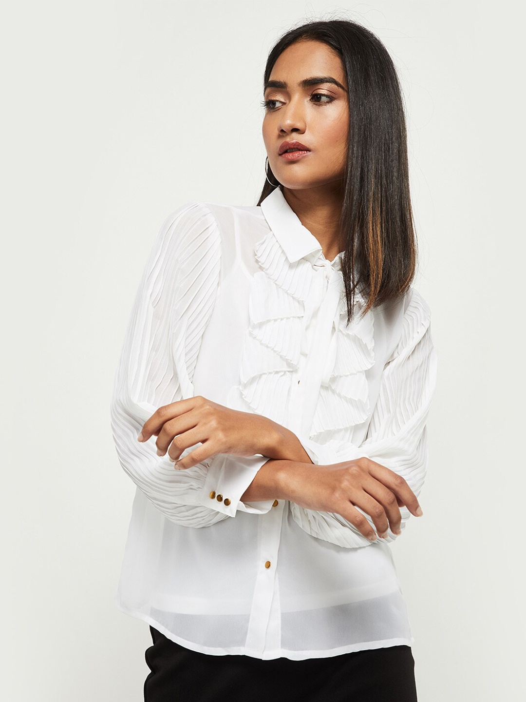

max Cream-Coloured Shirt Style Top