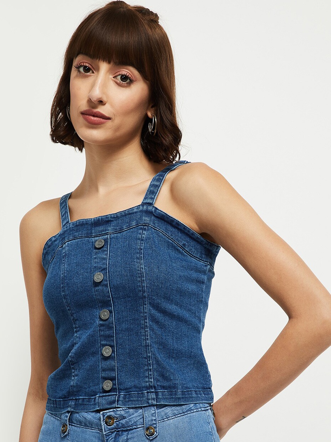 

max Blue Fitted Top