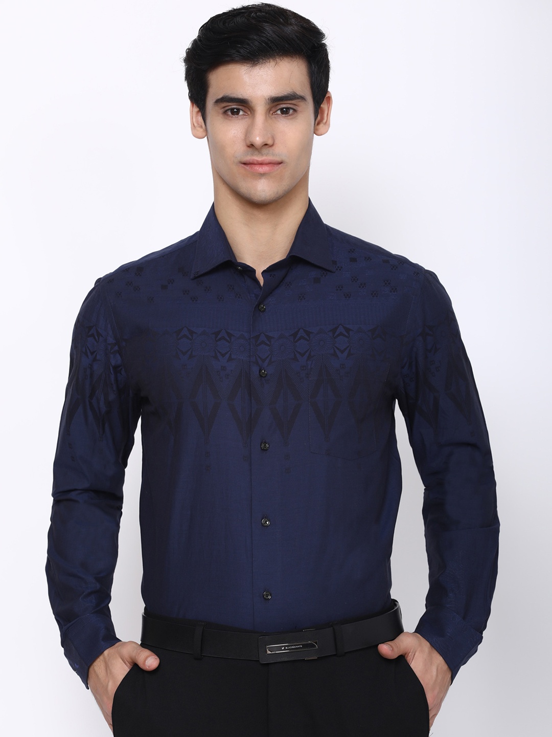 

Blackberrys Men Navy Blue India Slim Fit Opaque Casual Shirt