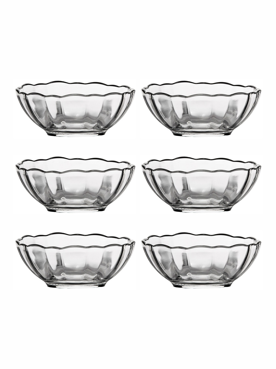

GOODHOMES Set of 6 Transparent & Pieces Textured Glass Bowls