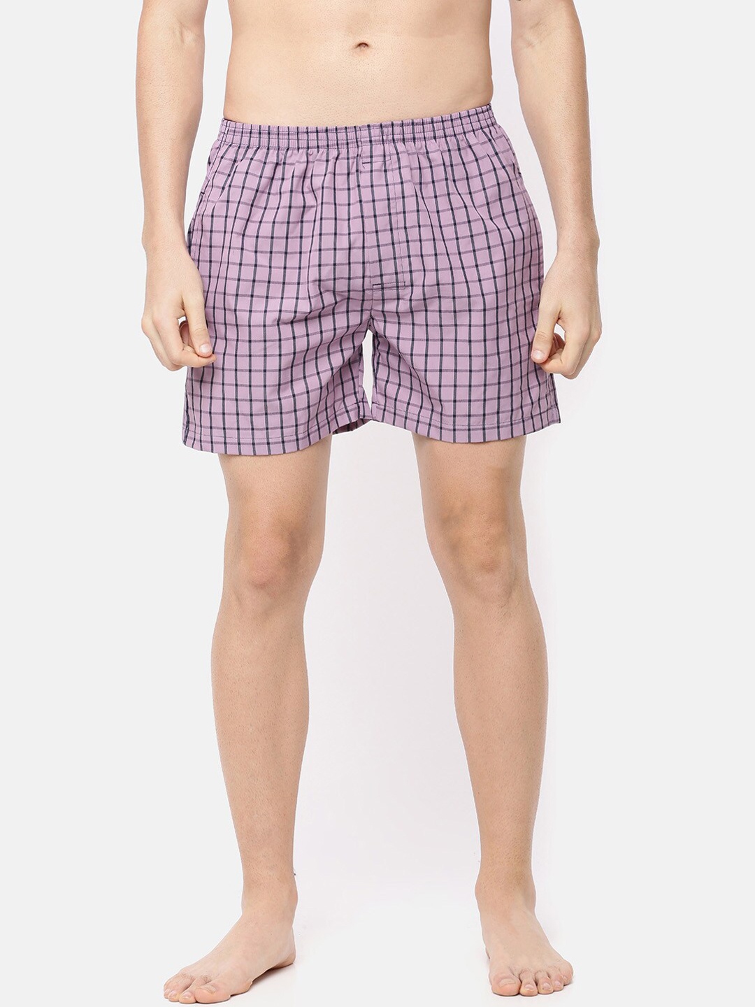 

Cross Court Men Purple & Black Checked Pure Cotton Boxers CCBX105R1