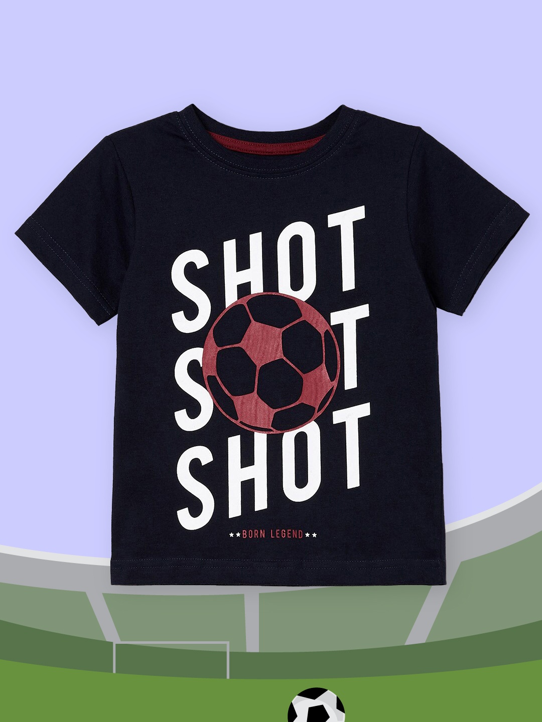 

max Boys Navy Blue Graphic Printed T-shirt
