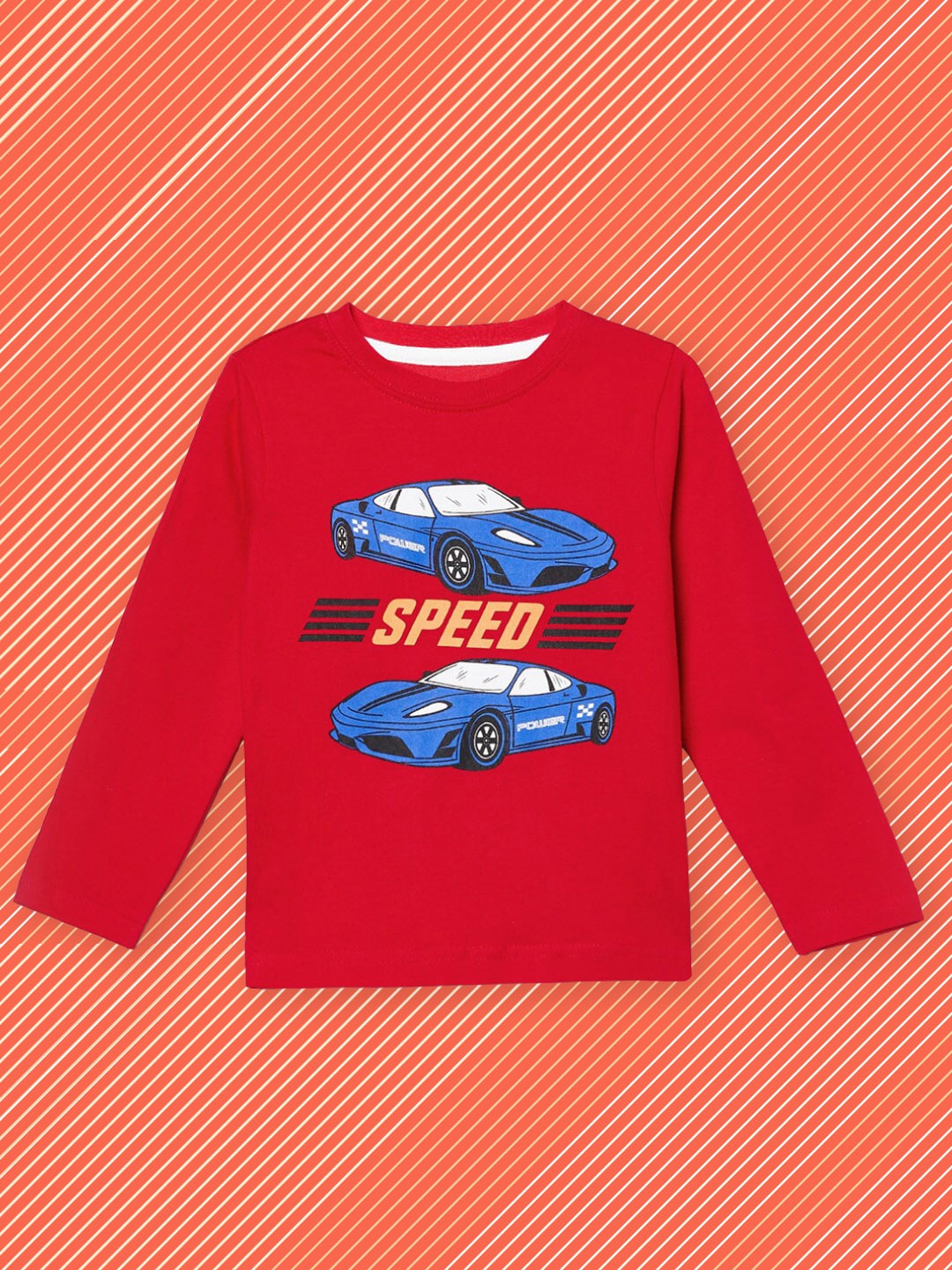 

max Boys Red & Blue Printed T-shirt