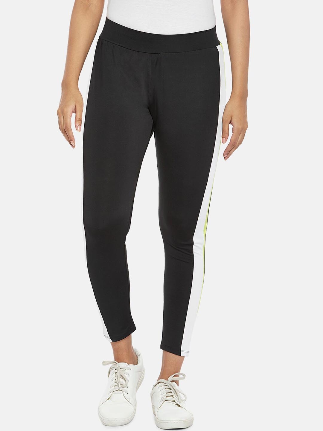 

People Women Black Striped Cropped Track Pants