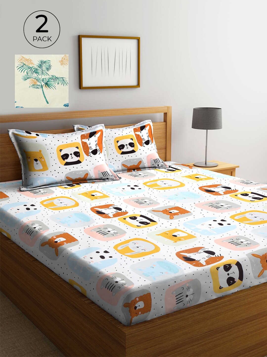 

KLOTTHE Multicoloured Printed 210 TC 2 King Bedsheet With 4 Pillow Covers, Multi