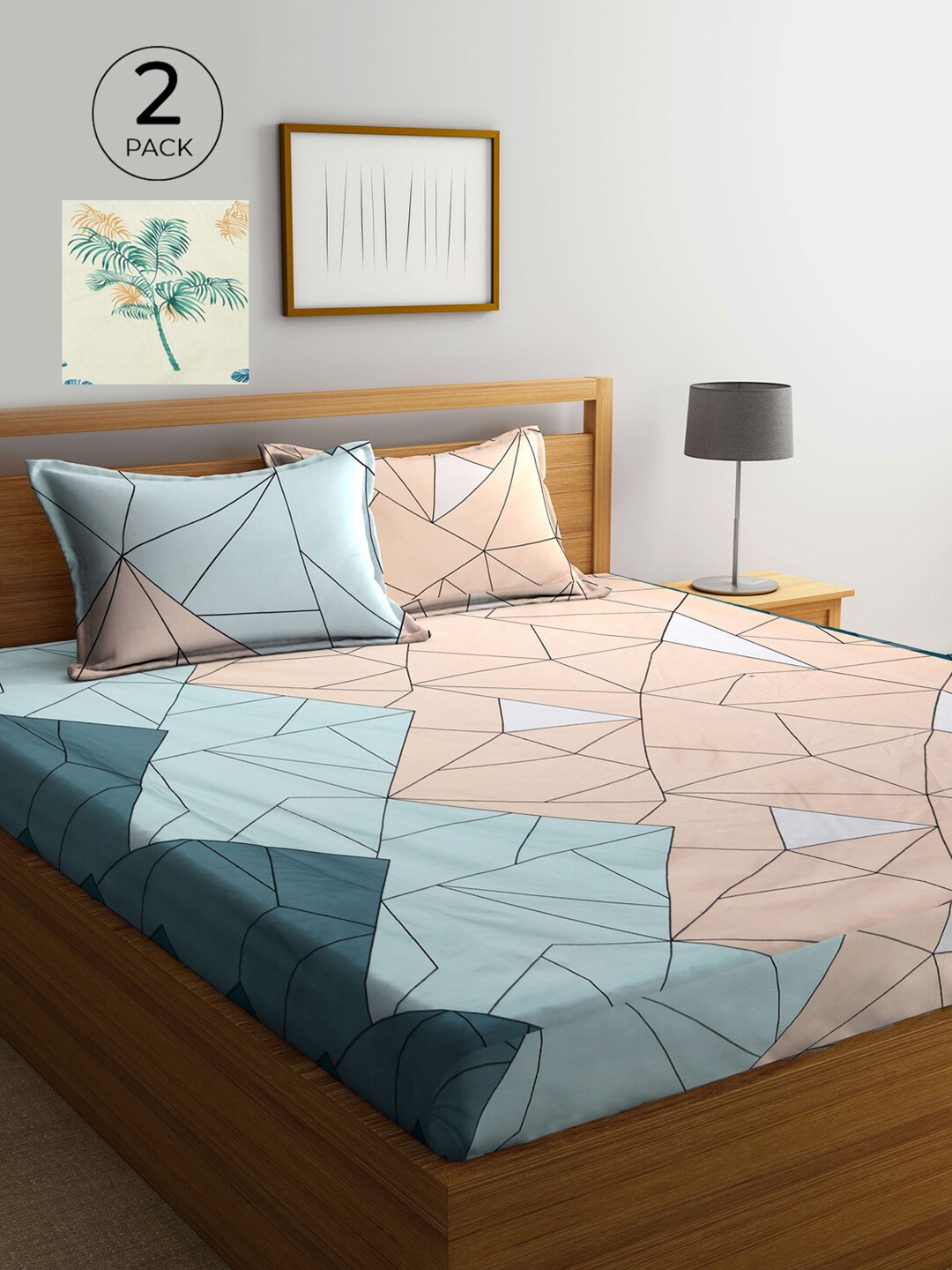 

KLOTTHE Multicoloured Printed 210 TC 2 King Bedsheet with 4 Pillow Covers, Multi