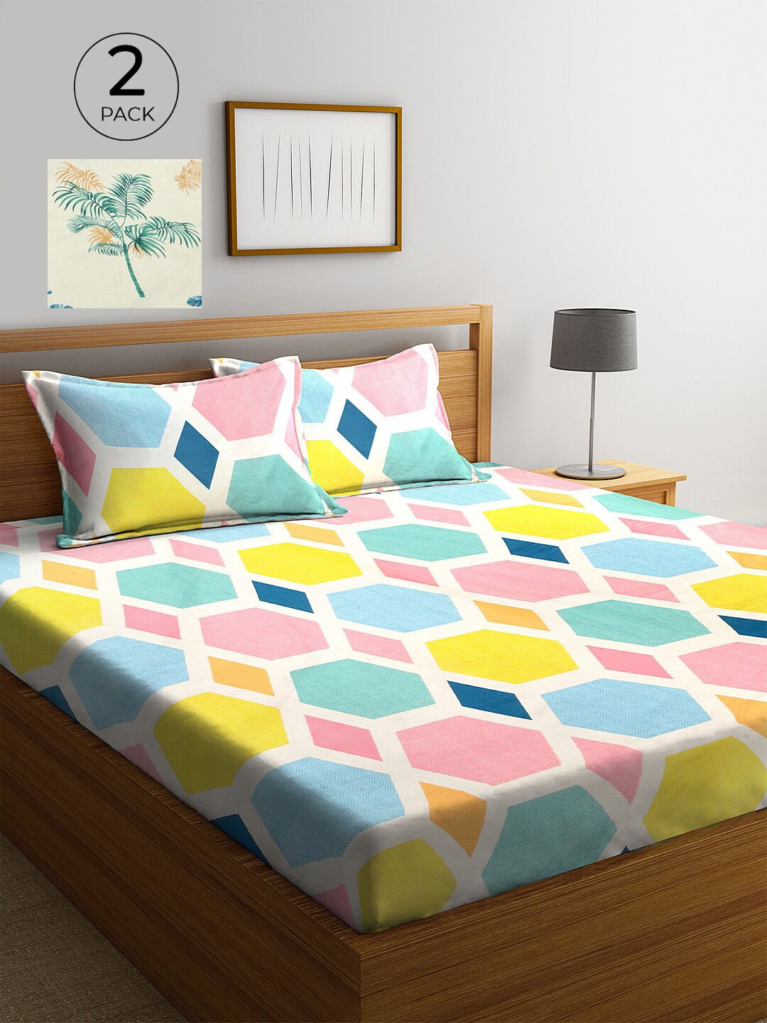 

KLOTTHE Multicoloured Printed 210 TC 2 King Bedsheet with 4 Pillow Covers, Multi