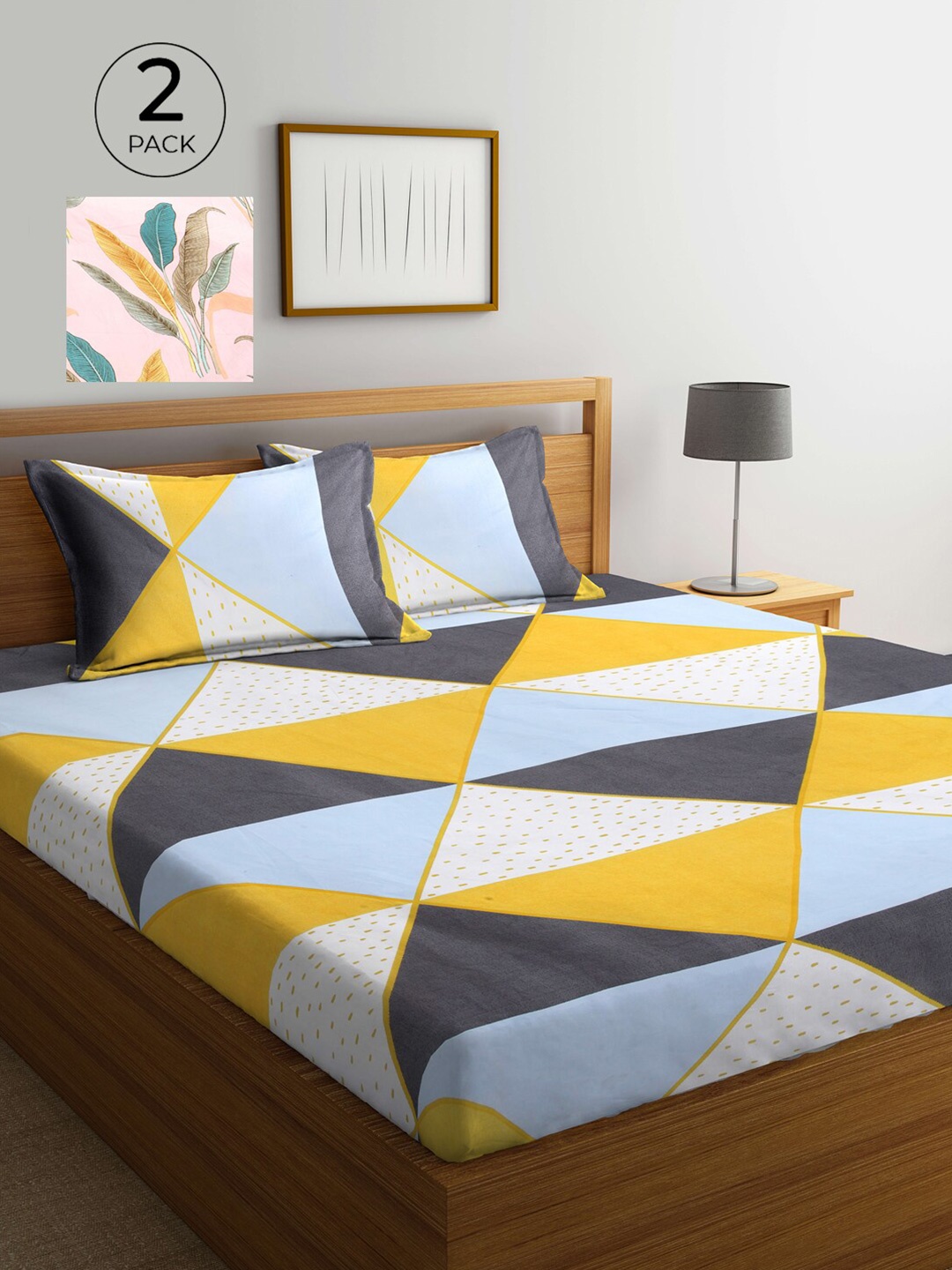 

KLOTTHE Multicoloured Printed 210 TC 2 King Bedsheet with 4 Pillow Covers, Multi