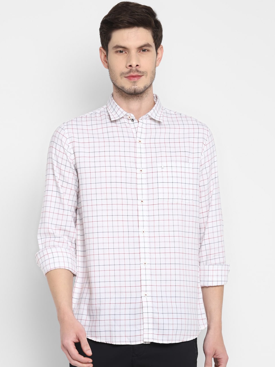 

Turtle Men White Slim Fit Grid Checked Casual Shirt