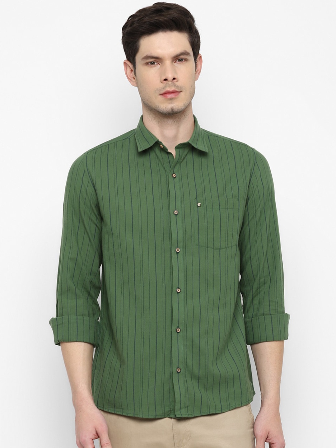 

Turtle Men Green Slim Fit Grid Tattersall Checks Opaque Checked Casual Shirt