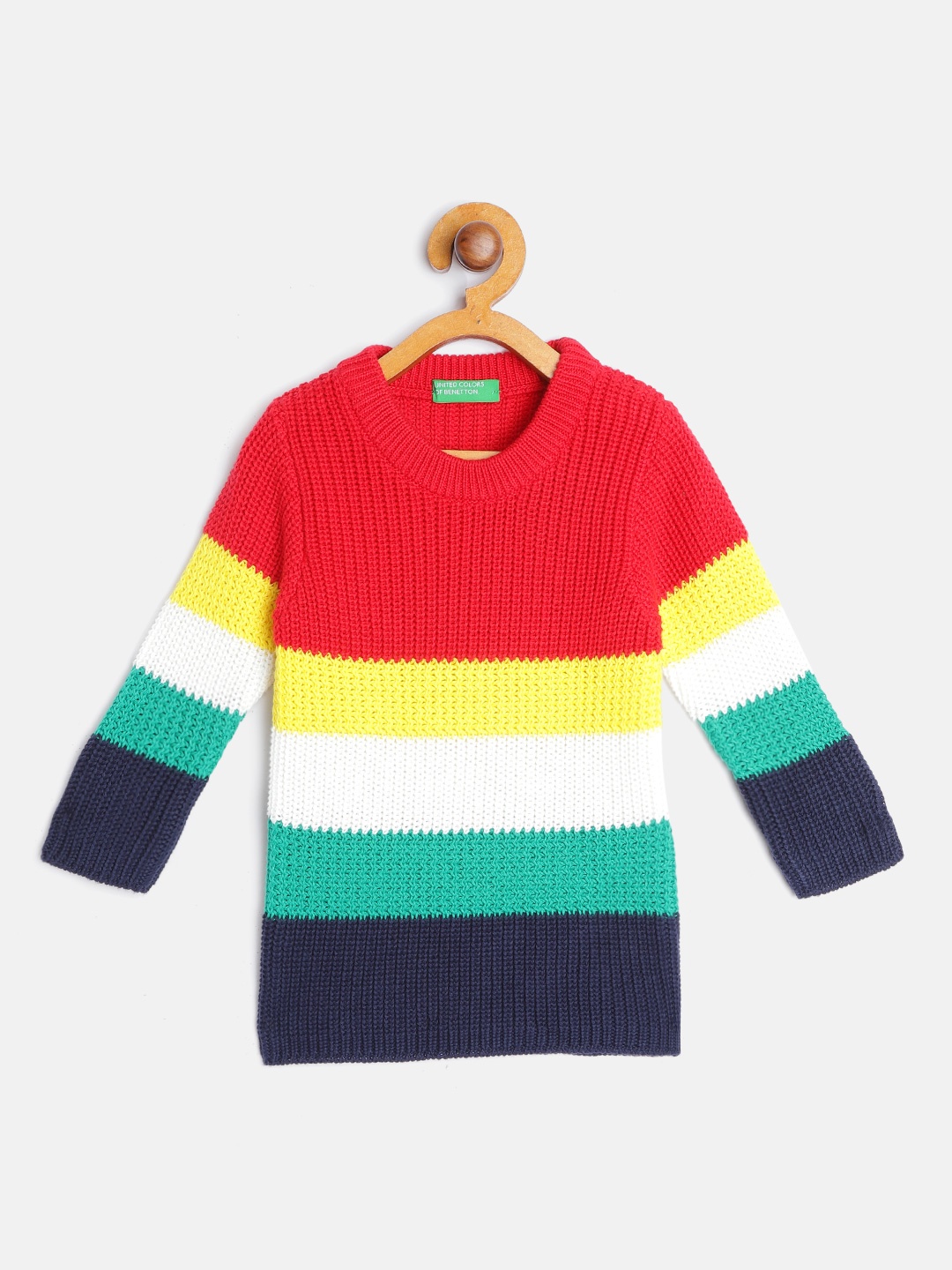 

United Colors of Benetton Boys Multicoloured Pure Cotton Striped Pullover, Multi