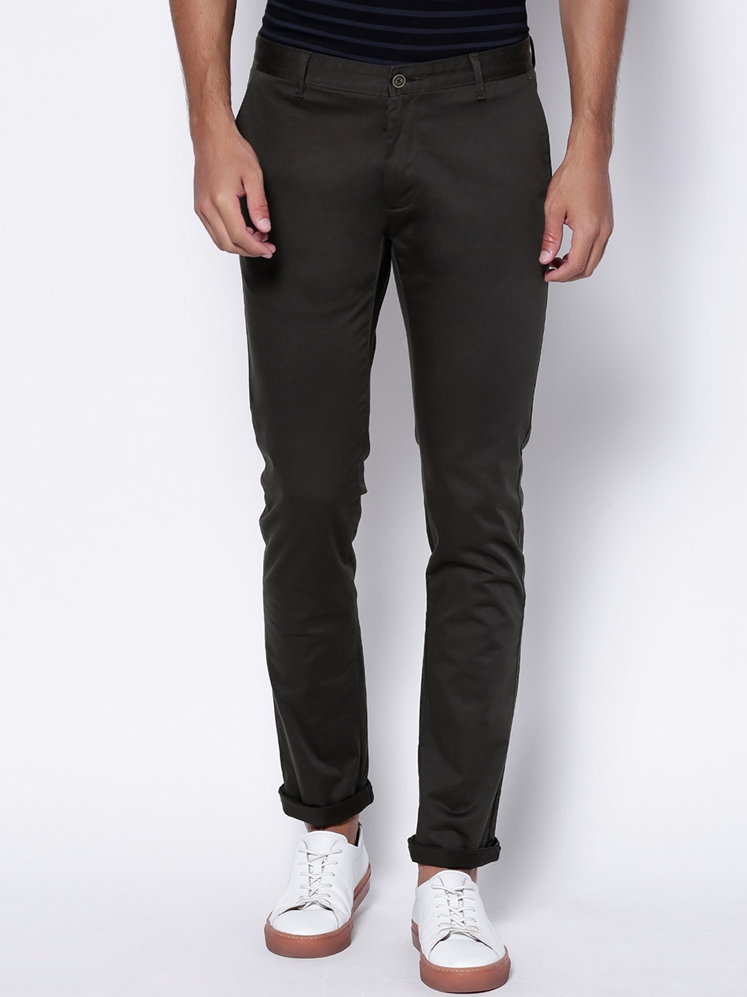 

Blackberrys Men Olive Green B-91 Skinny Fit Trousers